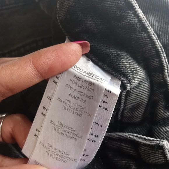 GOOD AMERICAN classic straight leg charcoal skinny Jeans mid-high rise NWOT - Picture 9 of 12